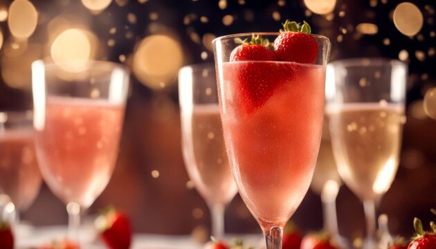 fruity strawberry illustration celebration romantic decadent toast champaign champagne bubble elegant