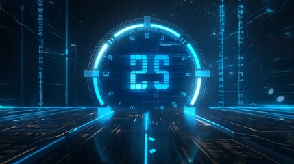 A countdown timer animation for an event launch webpage, featuring a sleek digital clock that counts down with smooth, visual effects.