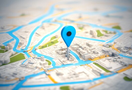 pin pointer symbol route point street address white sign 3d map marker navigation travel background olated location direction gps icon blue road position tracking navigator discovery