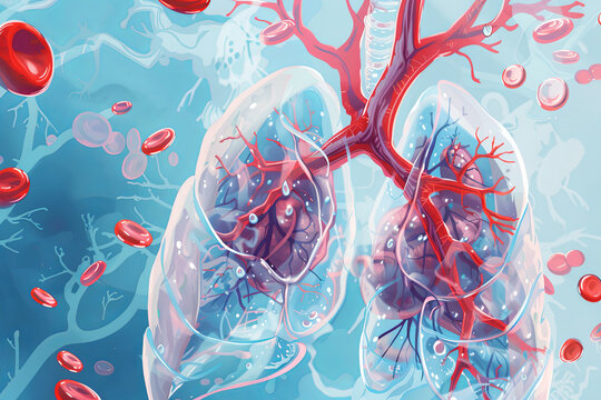 Detailed illustration of pulmonary embolism
