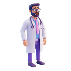 3D cartoon doctor with stethoscope