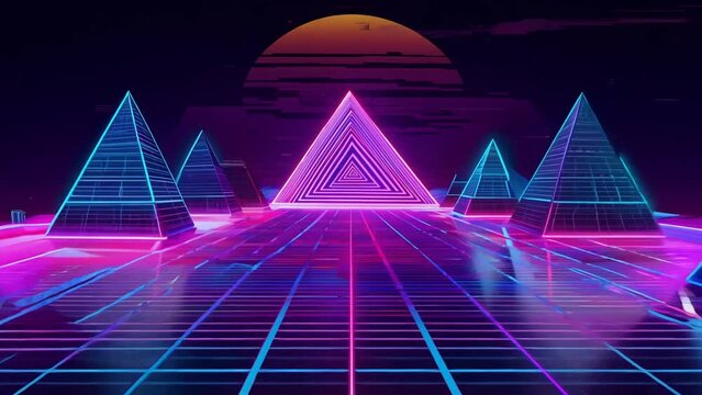 Neon Pyramids Generative AI