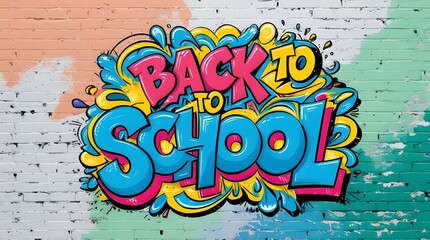 Text Let's go Back to school concept. School and office supplies on background Back to school concept.white brick wall the inscription in multi-colored paints . school  background (17)