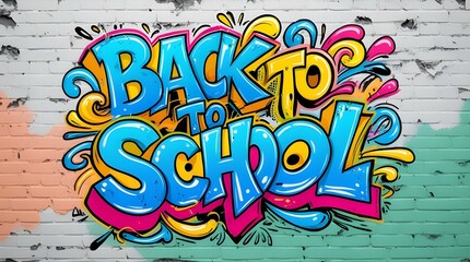 Text Let's go Back to school concept. School and office supplies on background Back to school concept.white brick wall the inscription in multi-colored paints . school  background (17)