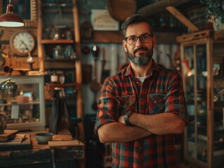 Fototapeta premium Man in Workshop