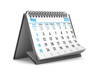 2025 year. Calendar for May. Isolated 3D illustration