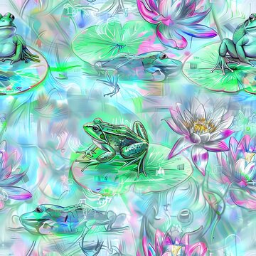 Nature Inspired Frogs and Lily Pads Repeat