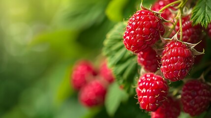 Garden raspberries close up