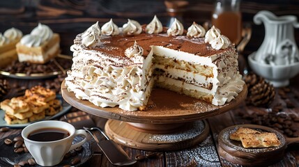 ??heese cake and biscuit cake with cofee