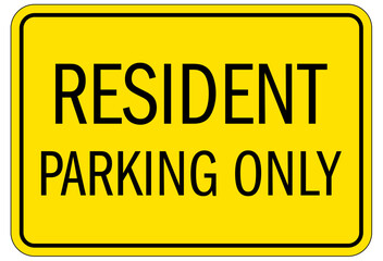 Resident parking sign