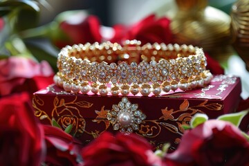 Fototapeta premium The best jewellery to get you looking your best. Shot of beautiful bangles for a bride to wear at a traditional wedding.