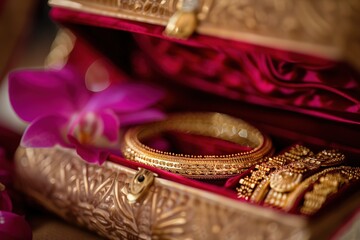 The best jewellery to get you looking your best. Shot of beautiful bangles for a bride to wear at a traditional wedding.