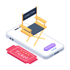 Have a look at online movie booking isometric icon 

