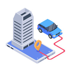 Trendy isometric icon of cab location 


