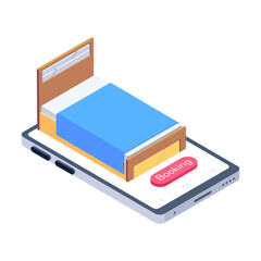 A customizable isometric icon of room booking 

