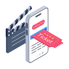 An editable isometric icon of cinema ticket 

