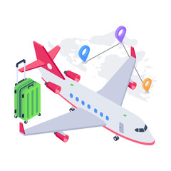 Grab this isometric icon of plane travel 


