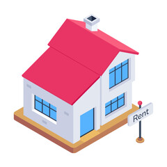 A customizable isometric icon of rental house 


