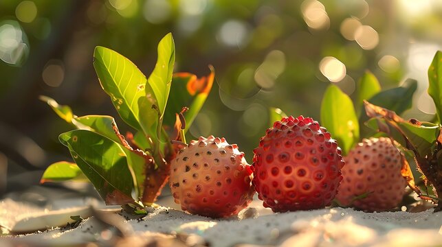 Exotic Imbu Fruit on Desert Background in Natural Light - Sweet and Fresh Tropical Delight