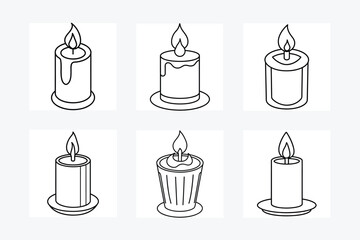 A set of different candles Burning candles Doodle style Collection 