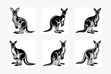 kangaroo vector image kangaroos icon set silhouette