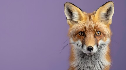 Obraz premium Red fox vulpes four years old in front of purple background