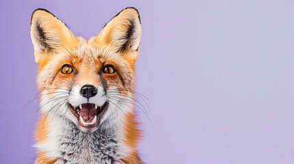 Fototapeta premium Red fox vulpes four years old in front of purple background