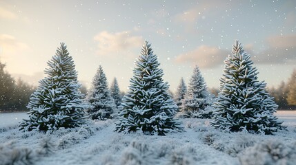 Obraz premium Christmas Trees in Winter Wonderland