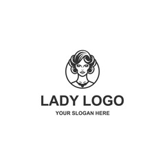Modern lady logo design vector isolated on white background