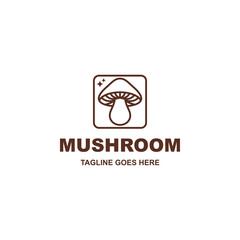 Simple and modern mushroom logo design inside the box vector on white background