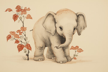 baby elephant, Ukiyo