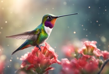 Fototapeta premium coloration ia peak ilustracion colorido feather colibri realista blue hiperrealista fotrografica tropical nature lovely realistic definicion animal alta bird generativa