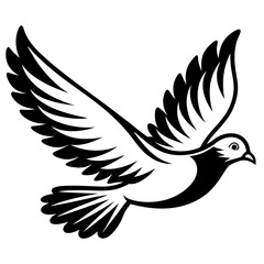 create minimalist beautiful flying pigeon