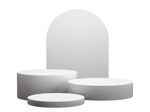 White podium 3d background stage platform blank show product display with geometric scene pedestal abstract window light studio stand object or empty modern showroom advertising presentation.