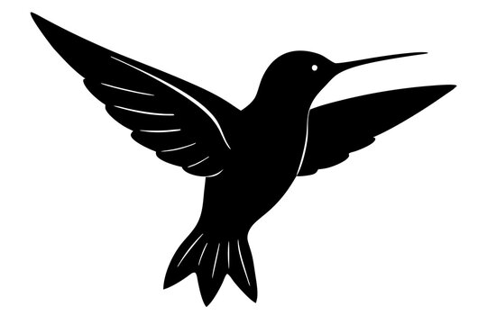 recommend clip art: a black hummingbird iconn silhouette vector on white background
