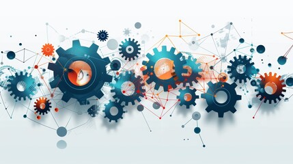 Fototapeta premium A creative illustration of a streamlined, efficient workflow, with interconnected gears representing different stages of a business process.