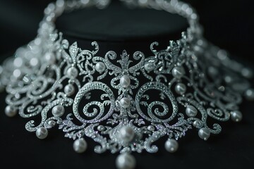 Illustration of a jewelry woman necklace with pearls