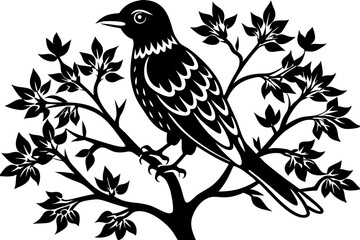 Dingo in tree icon silhouette vector art illustration