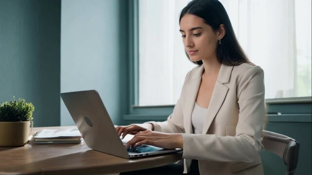 young businesswoman manages business from home on remotely, freelancer using a laptop sit kitchen table on self-quarantine, work on personal growth, applies for online courses to learn new skills