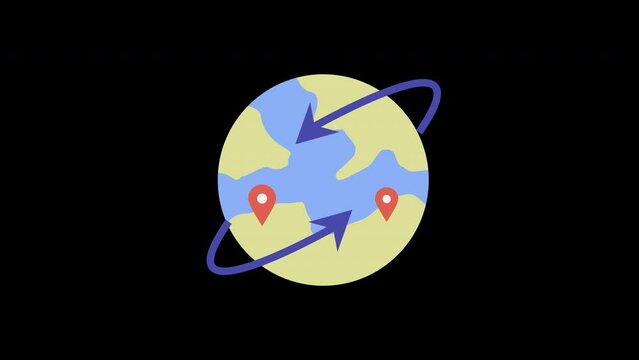 destination animation with looping , 4k resolution, and Alpha Channel. flat illustration hand drawn style