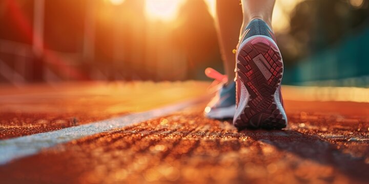 Runner who is an athlete starts on the treadmill.