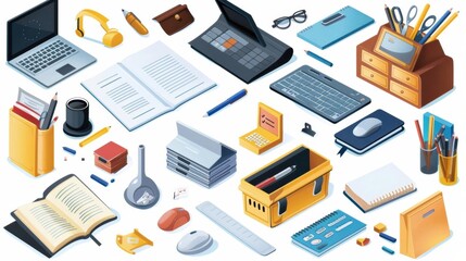 Modern Office Essentials. A blend of technology and productivity concept