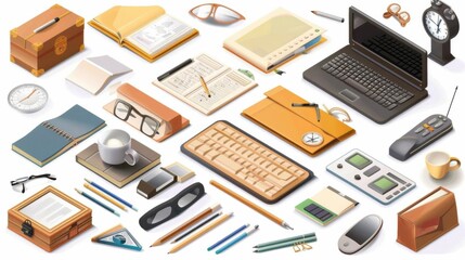 Modern Office Essentials. Cutting-edge workspace tools concept