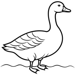 Duck on the water line art vector