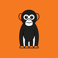 De Brazzas Monkey goes icon vector art illustration