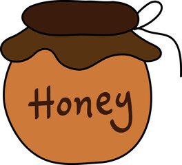 Cartoon Honey Jar with Brown Lid