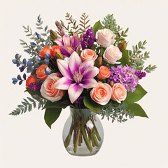 Obraz premium Flower background, colorful rose flower floral background design, flower bouquet 