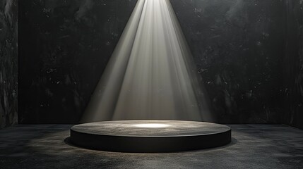Black Platform with Spotlight on Dark Background