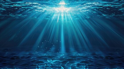 underwater background with sunlight shining