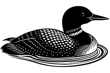 Common Loon bird play icon vector art illustration